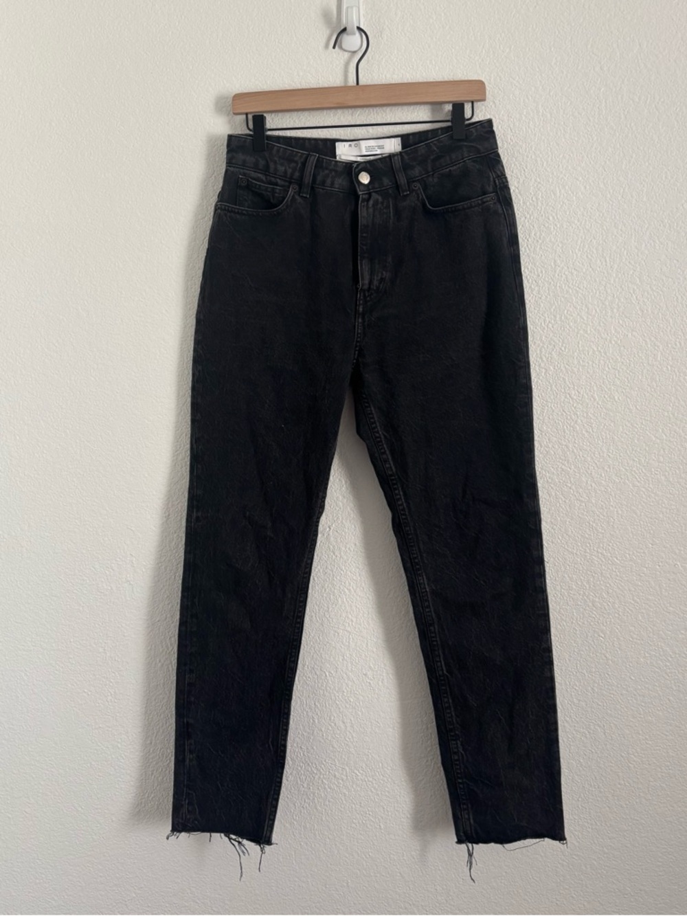 IRO Women's Size 28 Black Wash Experience High Rise Straight Leg Jean